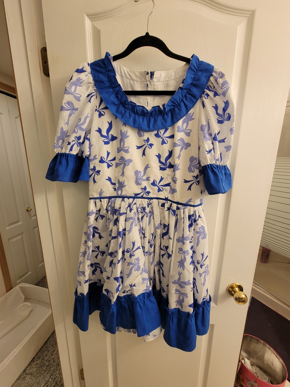 Blue & White Floral Ruffle Polka Dancing Dress